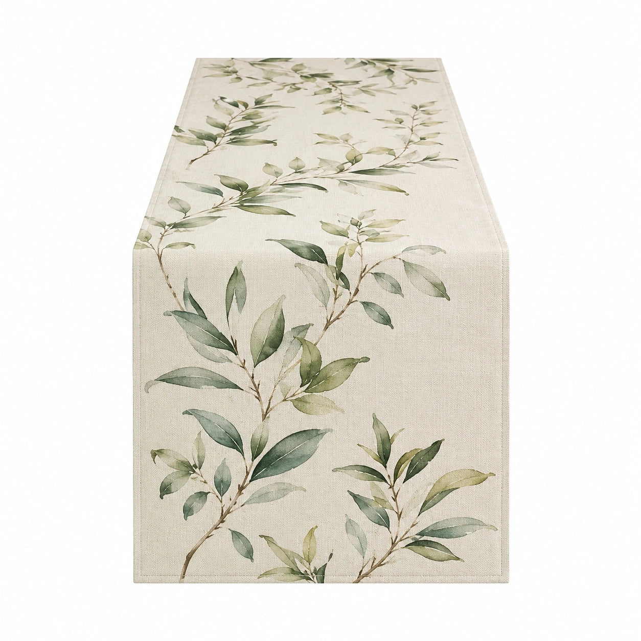 Caminero de Mesa con Estampado de Hojas Verdes y Beige