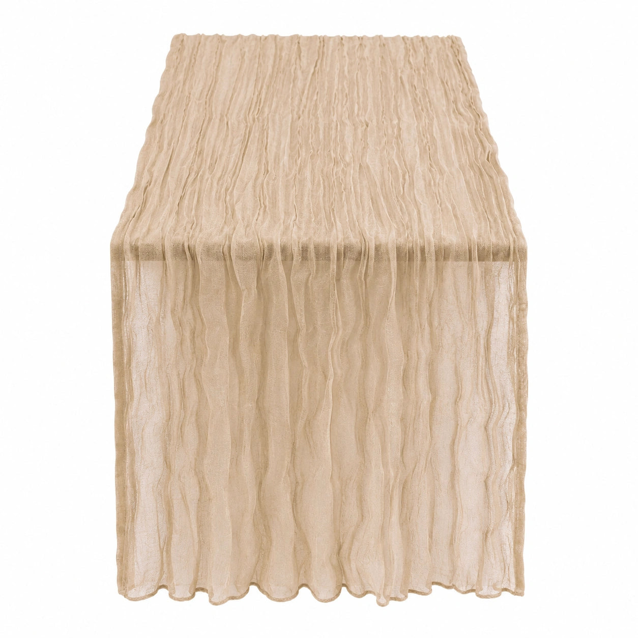 Camino de Mesa Beige Plisado con Textura Arrugada
