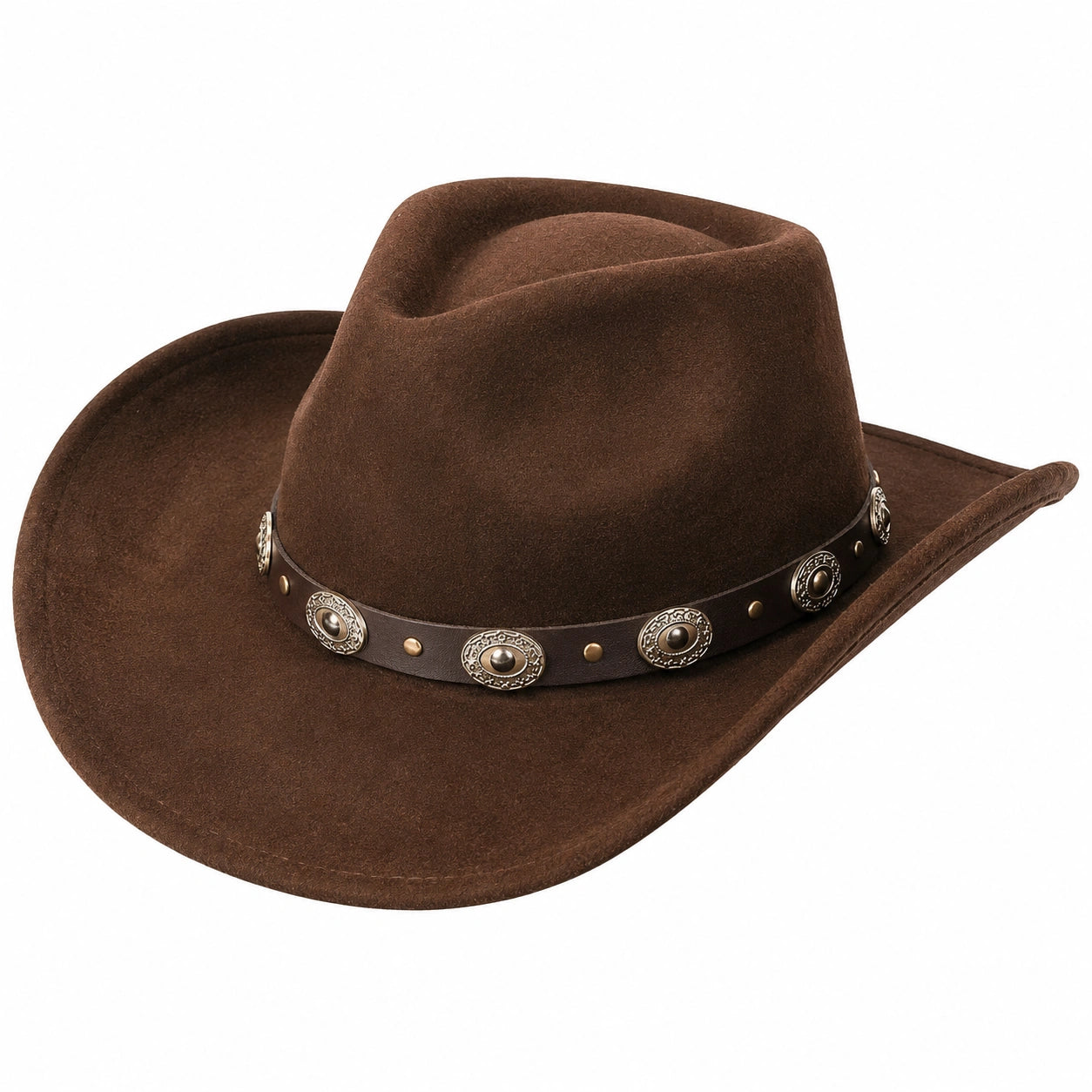Sombrero vaquero marrón con banda decorativa