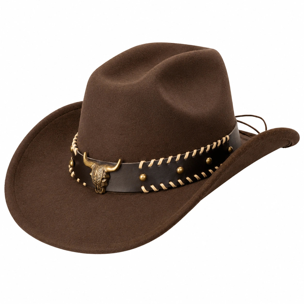 Sombrero Vaquero Marrón Clásico con Adorno Metálico