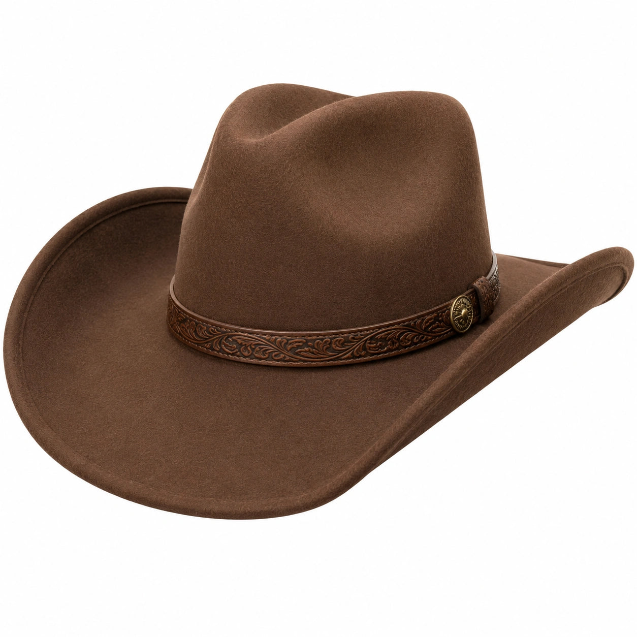 Sombrero vaquero marrón clásico con banda decorativa