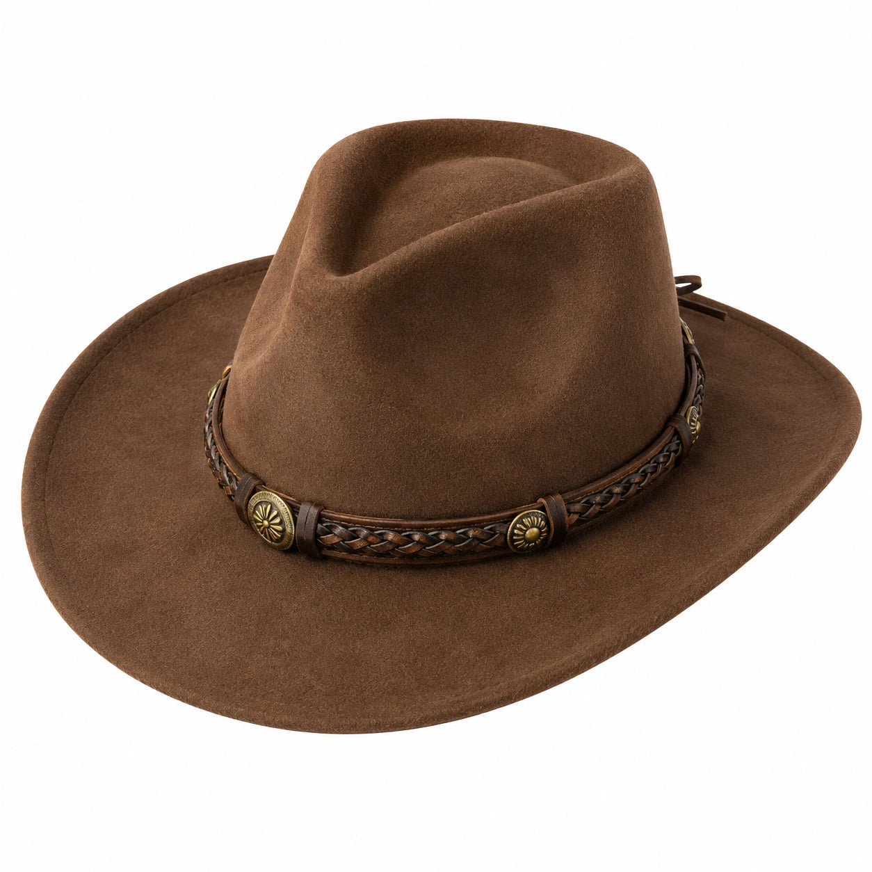 Sombrero vaquero marrón con banda trenzada