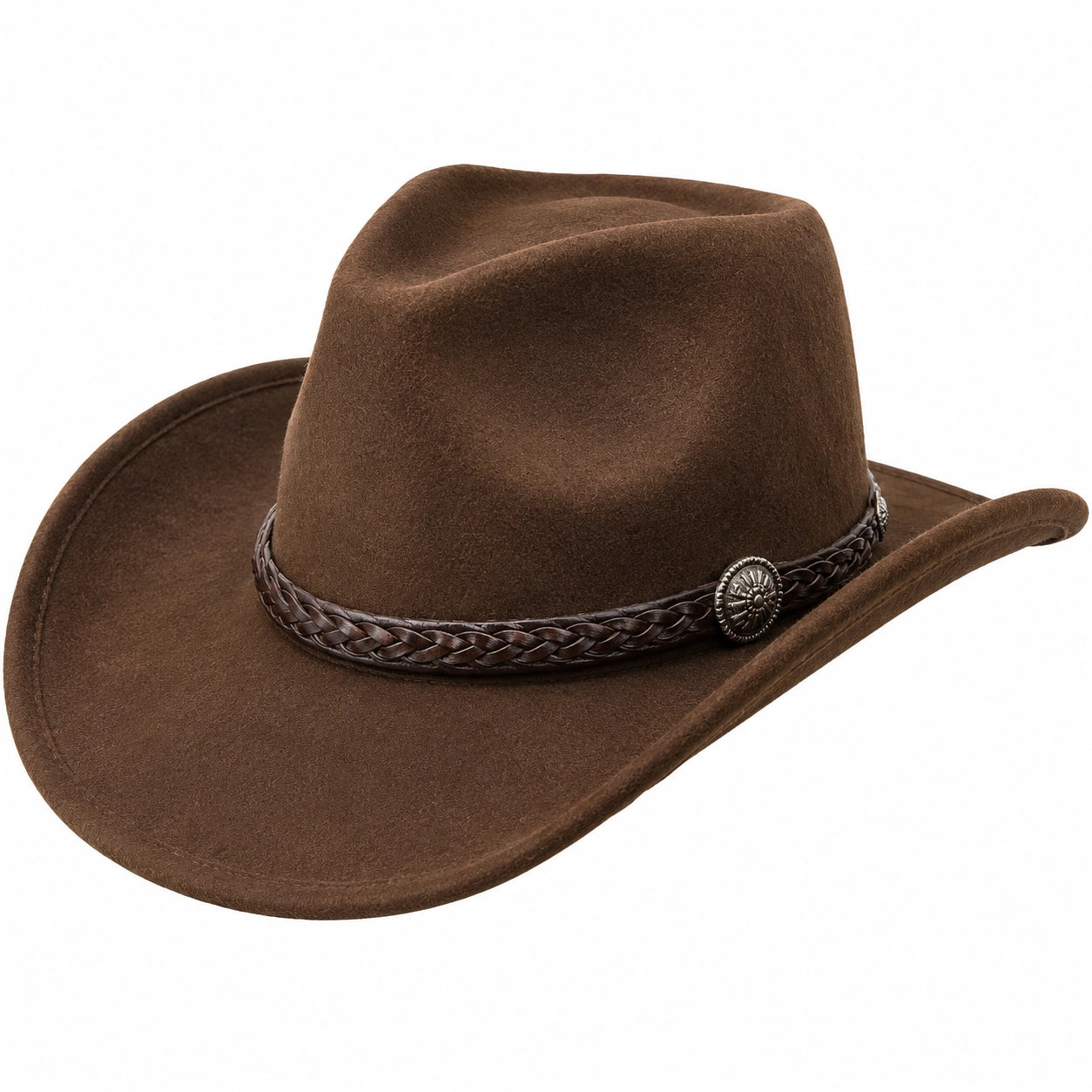 Sombrero Vaquero Clásico Marrón con Cinta Trenzada