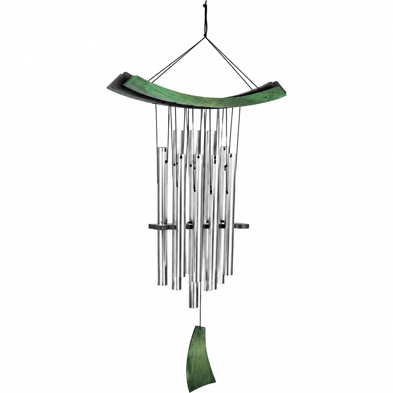 Campana de Viento de Metal y Madera para Exterior/Interior Plateado/Verde