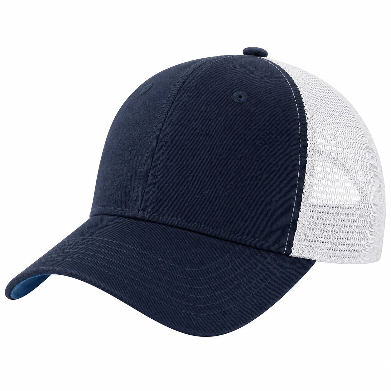 Gorra Trucker Azul Marino y Blanco con Malla Ajustable