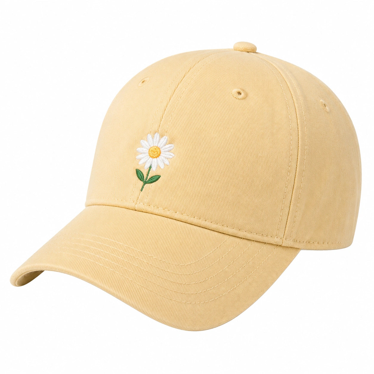 Gorra Amarilla con Bordado de Margarita Ajustable