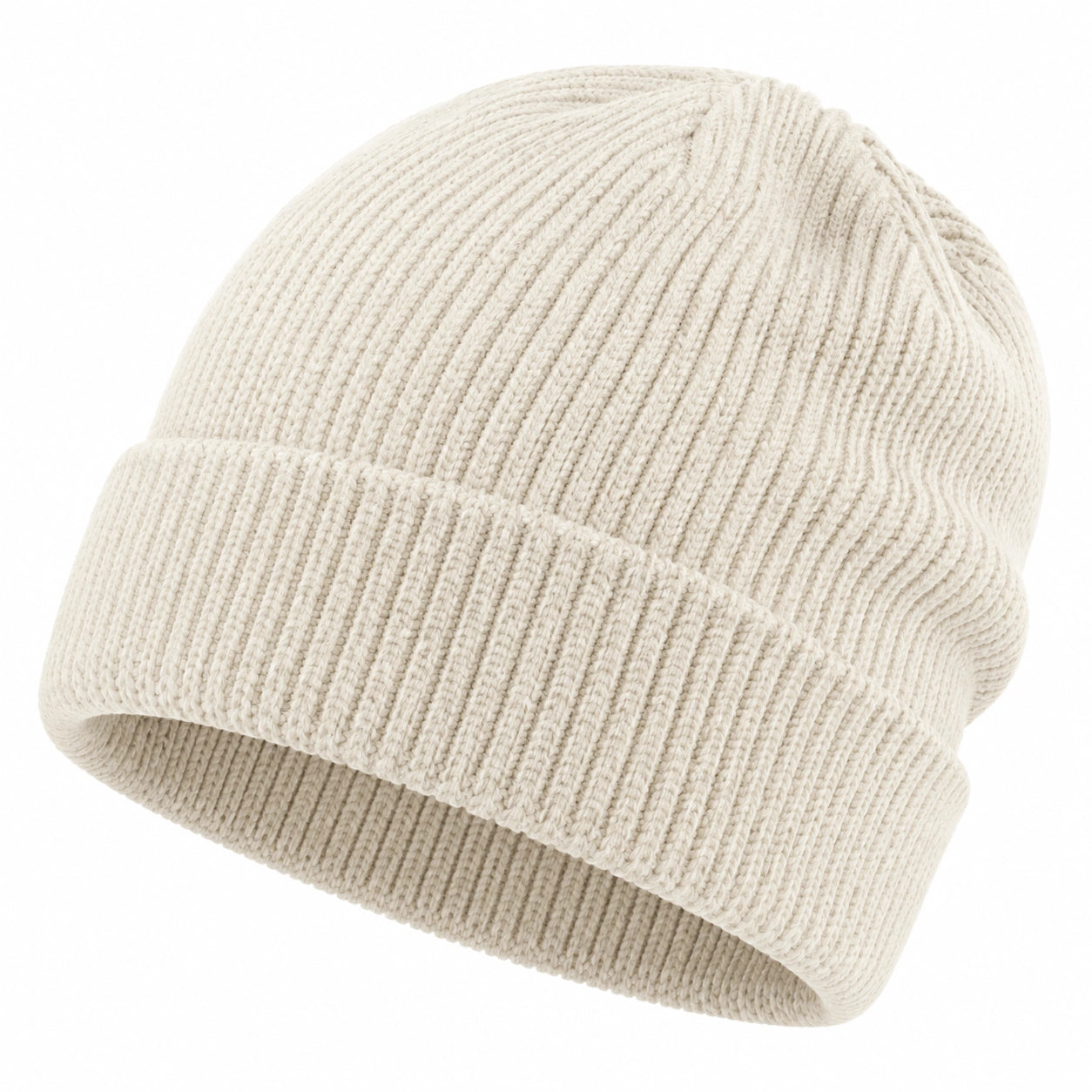 Gorro de Punto Acanalado Beige para Unisex
