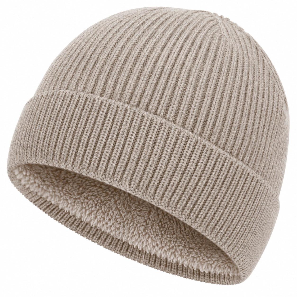 Gorro de Punto Beige con Forro Interior Unisex