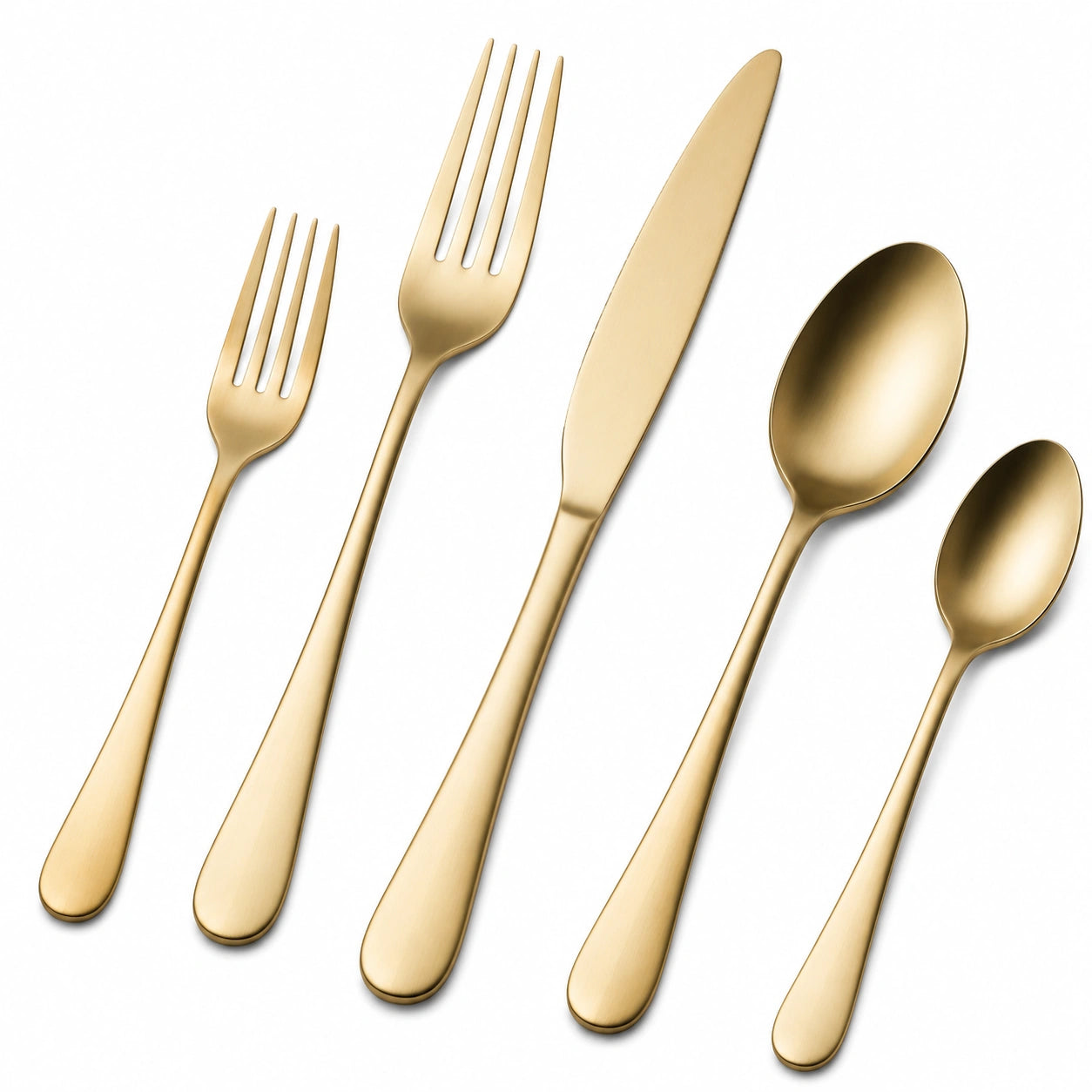Set de Cubiertos de Oro Mate - 5 Piezas