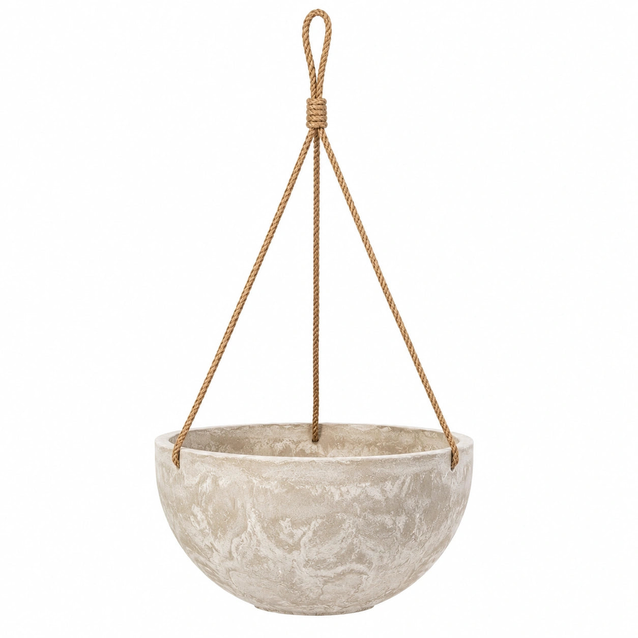 Macetero Colgante Beige con Cuerda Trenzada