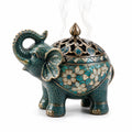Quemador de Incienso Elefante Decorativo Azul y Verde