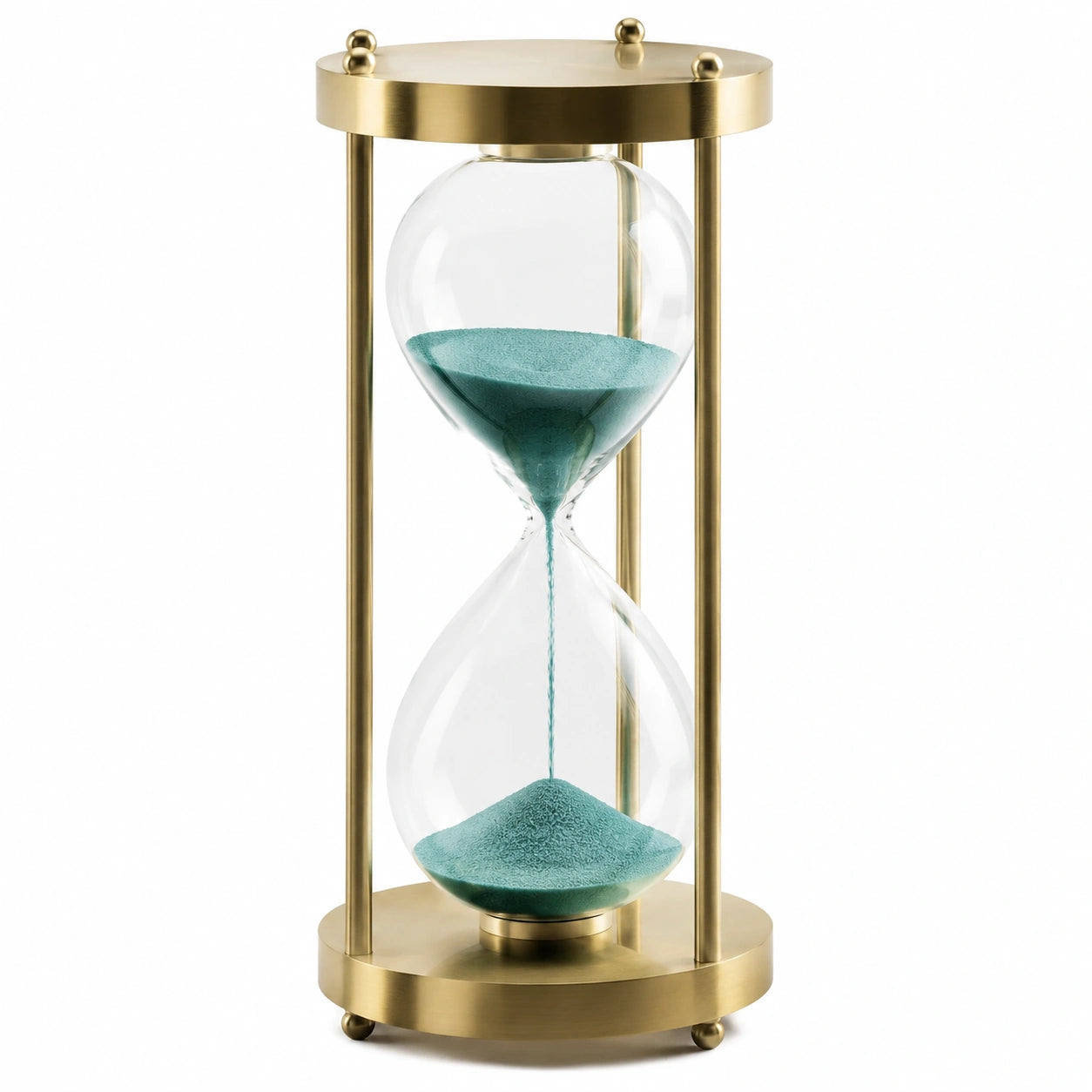 Reloj de Arena de Metal Dorado con Arena Verde 30 Minutos