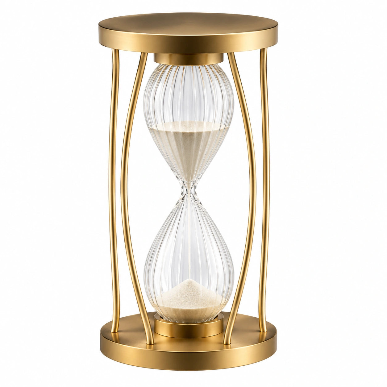 Reloj de Arena Dorado con Estructura Metálica