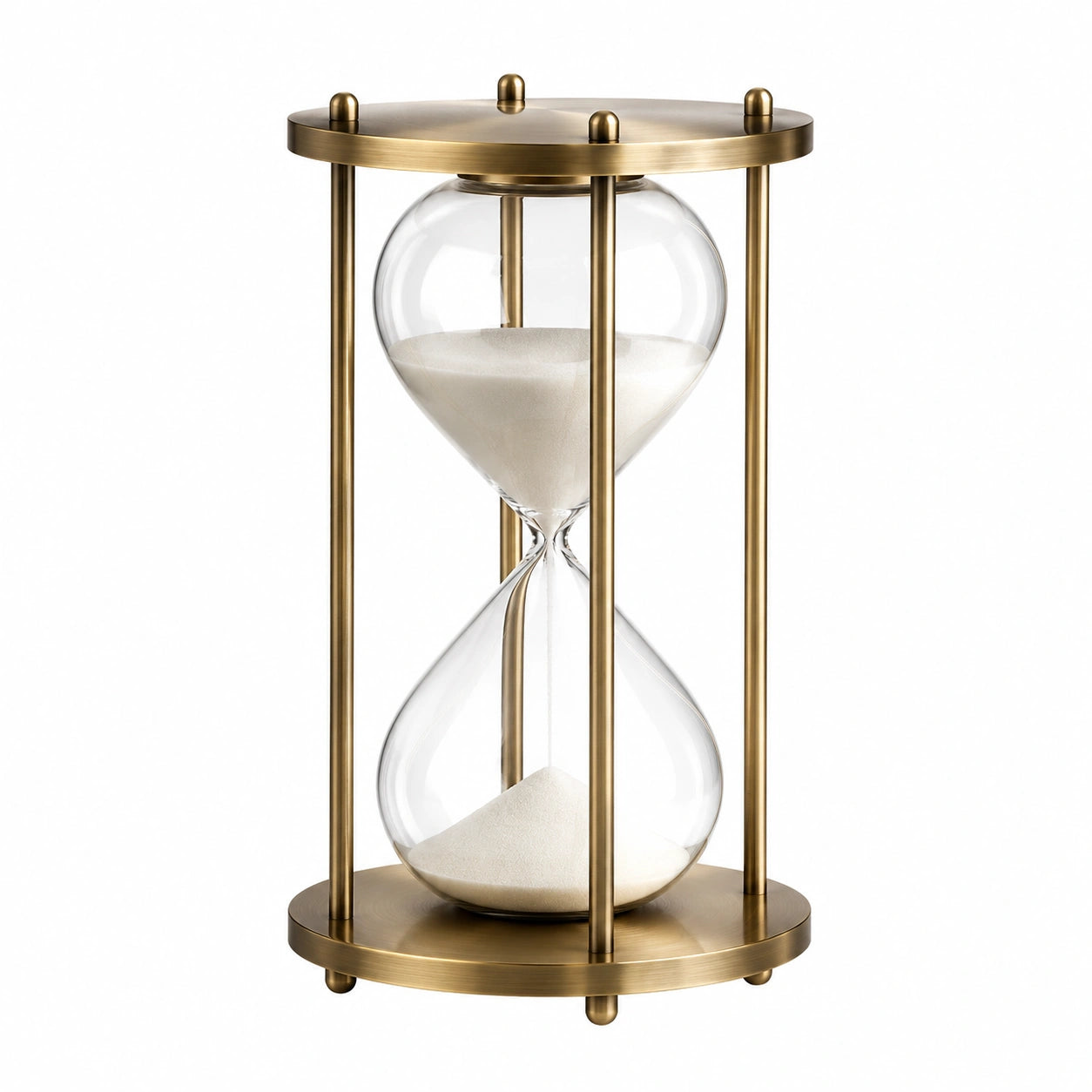 Reloj de arena decorativo de vidrio templado y latón dorado