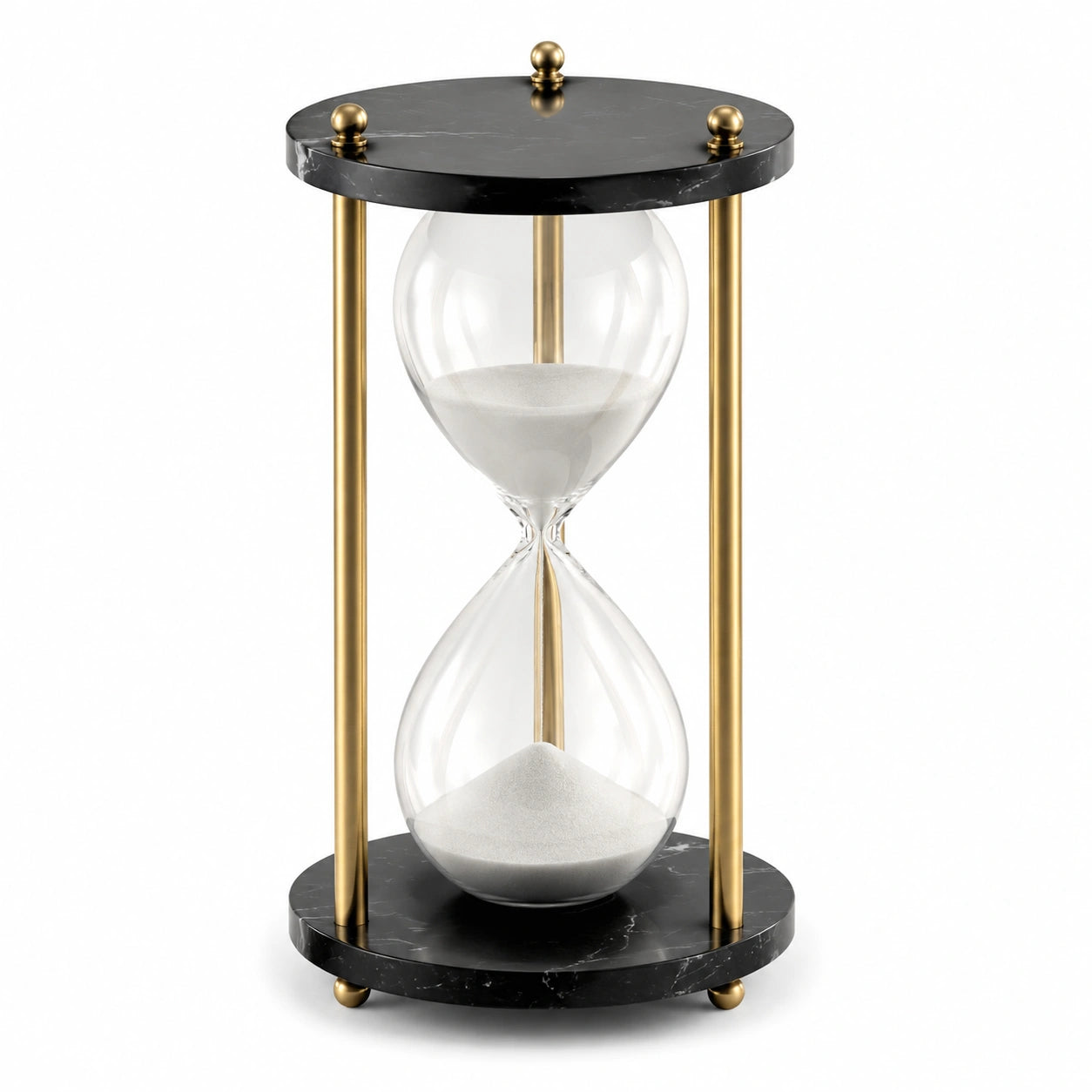 Reloj de Arena Decorativo Negro y Dorado con Mármol